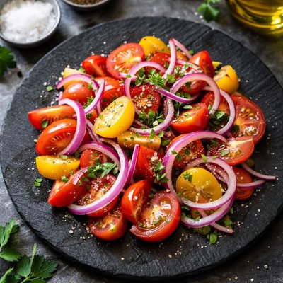 Red onion and tomato salad