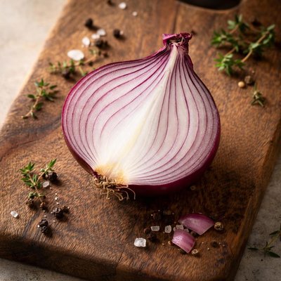 Red onion half