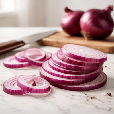 Red onions sliced
