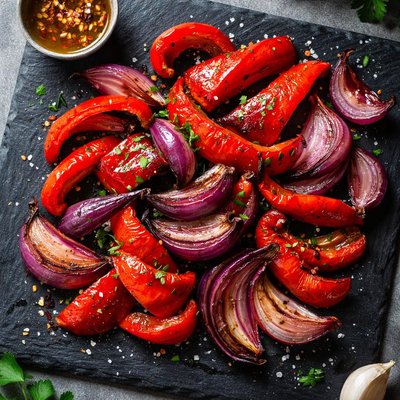 Red pepper and onions