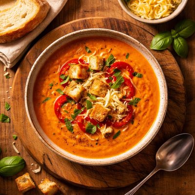 Red pepper gouda soup
