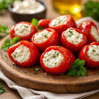 Red pepper pickle with philadelphia filling