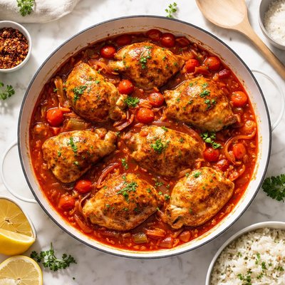 Red sauce with chicken thigh