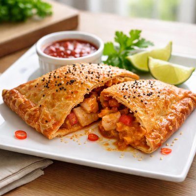 Red thai chicken curry pasty