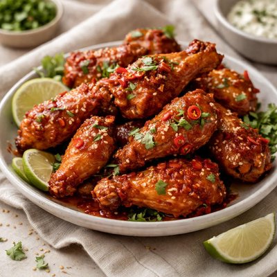 Red thai chili chicken wings