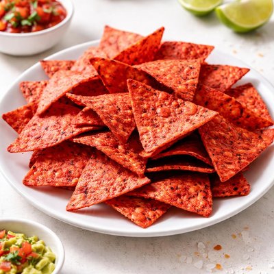 Red tortilla chips