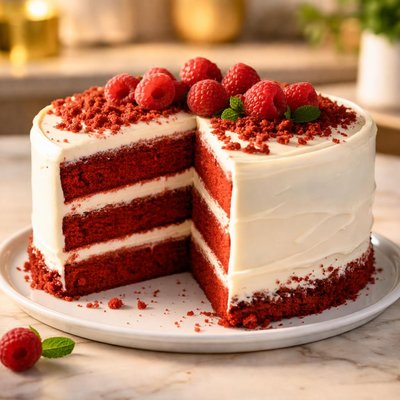 Red velvet cake with cream chees