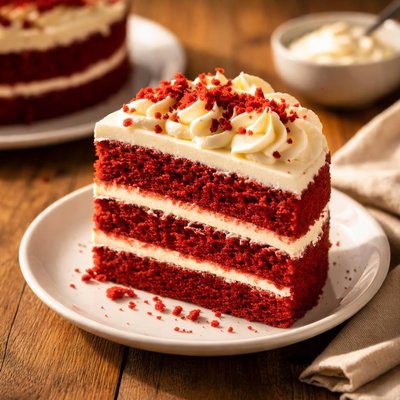 Red velvet dessert with cream