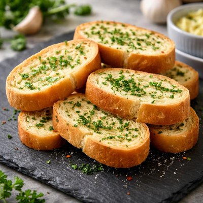 Reduced fat garlic bread slices