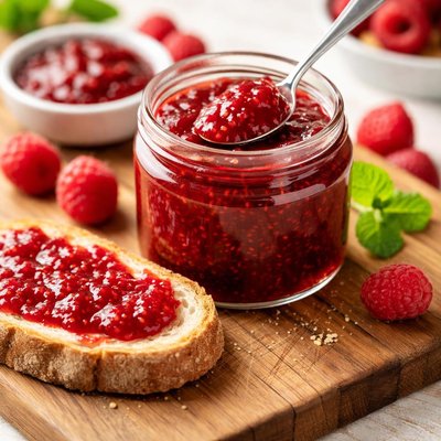 Reduced sugar raspberry preserves