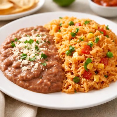 Refried beans and mexican rice