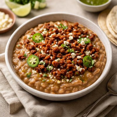 Refried beans with chorizo