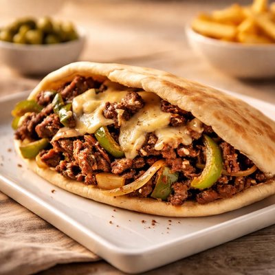 Regular philly cheese steak pita