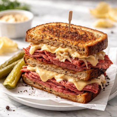 Reuben sandwich on rye