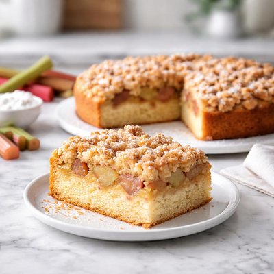 Rhabarber streusel kuchen
