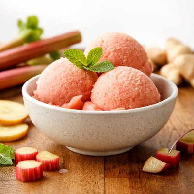 Rhubarb and ginger sorbet