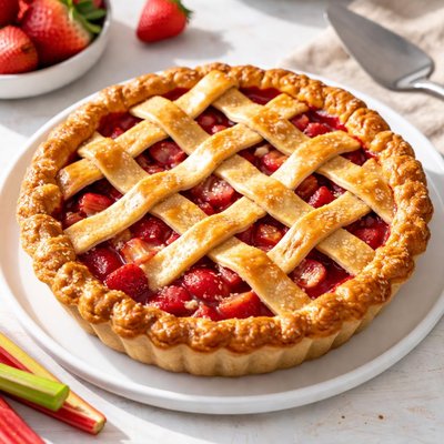 Rhubarb and strawberry pie