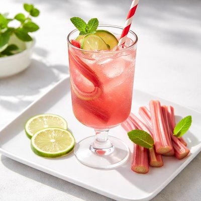 Rhubarb spritz mocktail