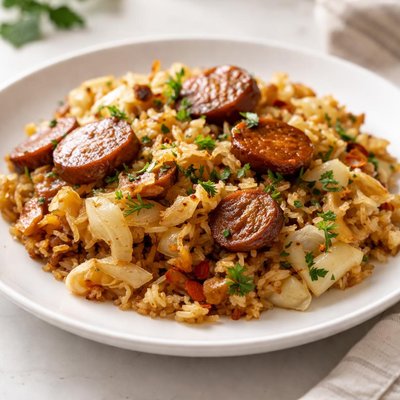 Riasted cabbage sausage casserole