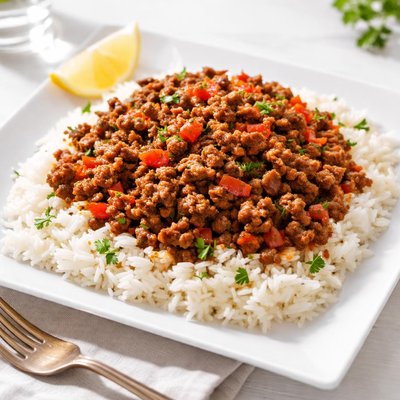 Rice and beef mince
