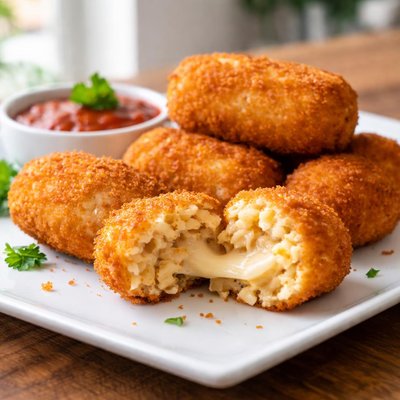 Rice and cheese croquet