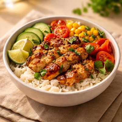Rice and chicken bowl