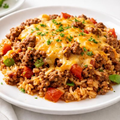 Rice and ground beef casserole
