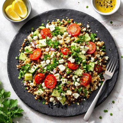 Rice and lentil salad