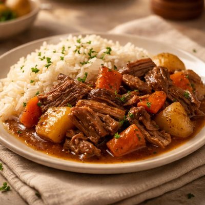 Rice and pot roast