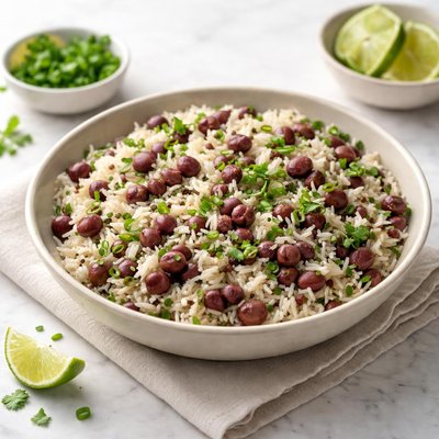 Rice and purple peas