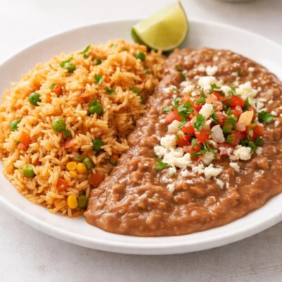 Rice and refried beans
