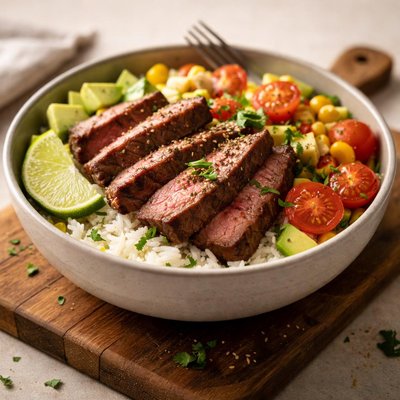 Rice and steak bowl