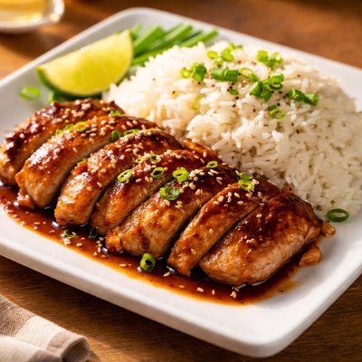 Rice and teriyaki chicken