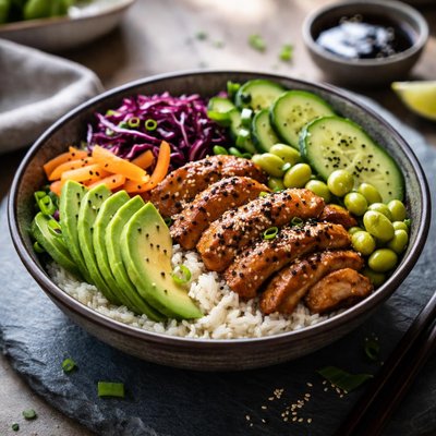 Rice bowl with toppings