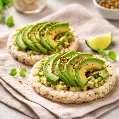 Rice cake with avocado