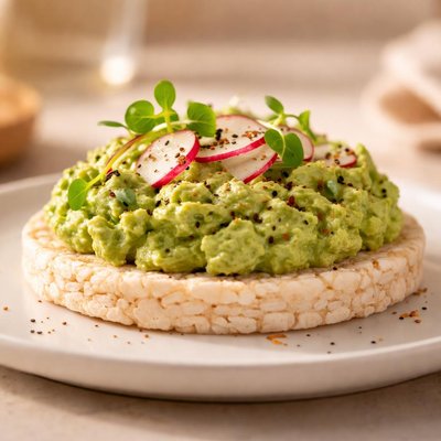 Rice cake with avocado spread