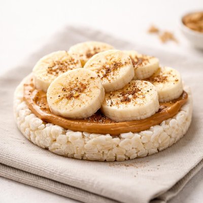 Rice cake with banana and cinnamon