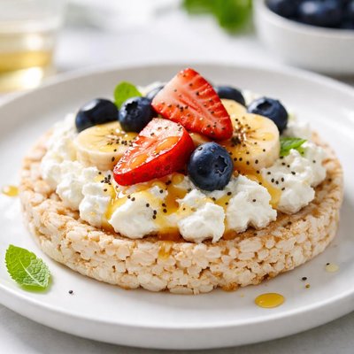 Rice cake with cottage cheese