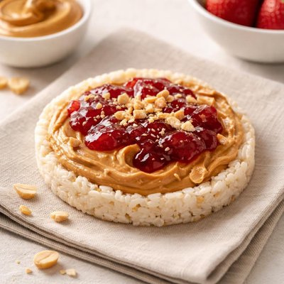 Rice cake with peanut butter and jelly