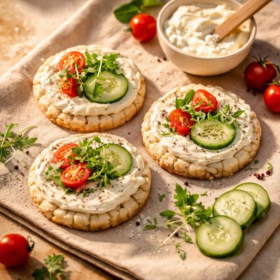 Rice cakes and cream cheese