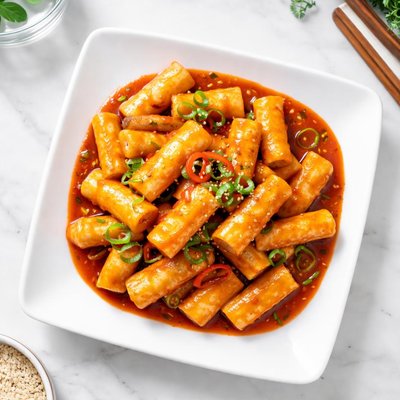Rice cakes in spicy sauce