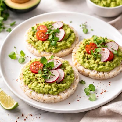 Rice cakes with avocado spread