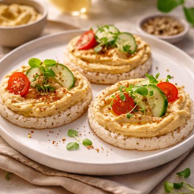 Rice cakes with hummus