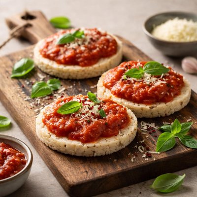 Rice cakes with tomato sauce