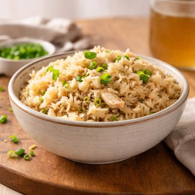 Rice cooked in bone broth
