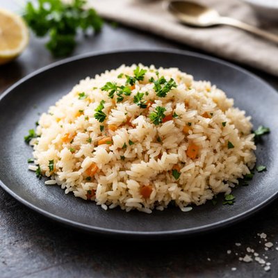 Rice cooked in homemade chicken bone broth