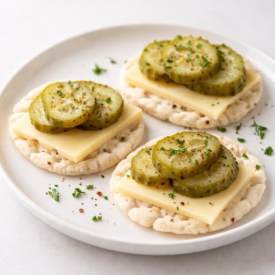 Rice cracker pickle and cheese slice