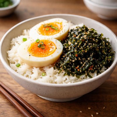 Rice eggs and seaweed