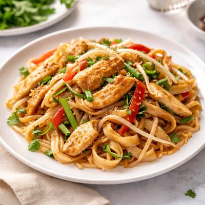 Rice noodles with chicken