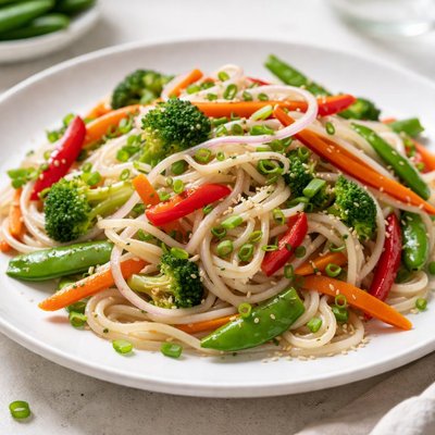 Rice noodles with vegetables